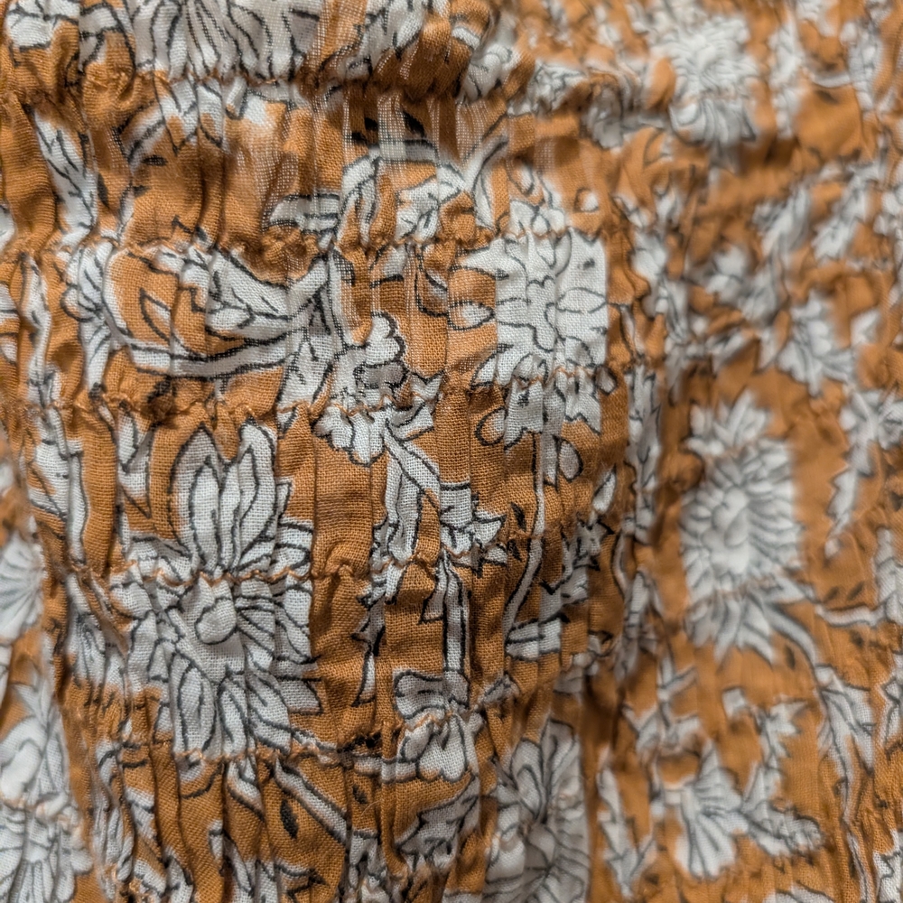 Daughters of India Tan Floral Smocked Puff-Sleeve Top - Picture 7 of 10